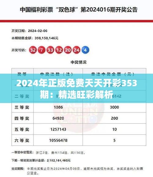 2024年正版免费天天开彩353期：精选旺彩解析