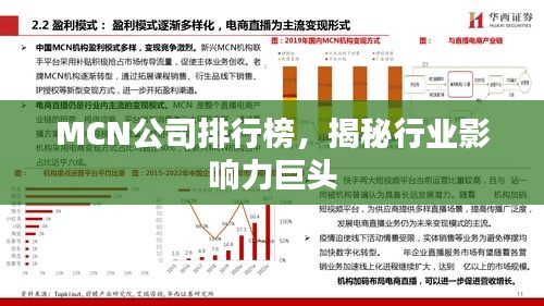 MCN公司排行榜，揭秘行业影响力巨头