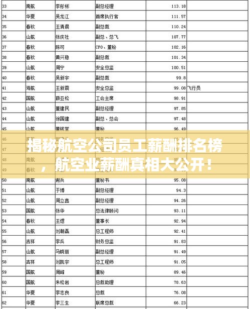 揭秘航空公司员工薪酬排名榜，航空业薪酬真相大公开！