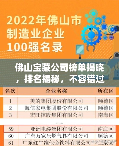 佛山宝藏公司榜单揭晓，排名揭秘，不容错过！