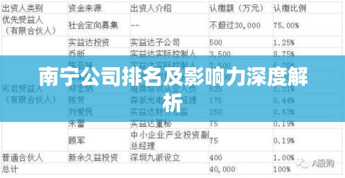 南宁公司排名及影响力深度解析