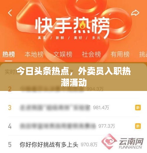 今日头条热点，外卖员入职热潮涌动