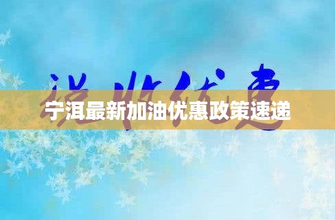宁洱最新加油优惠政策速递