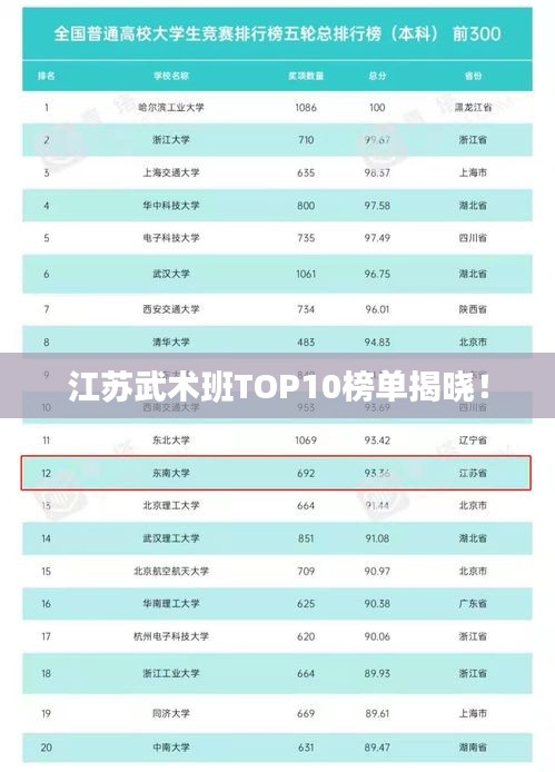 江苏武术班TOP10榜单揭晓！