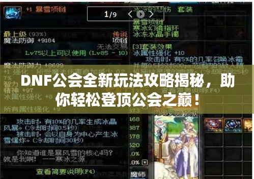 DNF公会全新玩法攻略揭秘，助你轻松登顶公会之巅！