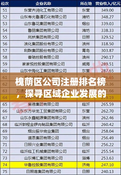槐荫区公司注册排名榜，探寻区域企业发展的领军力量