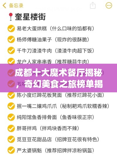 成都十大魔术餐厅揭秘，奇幻美食之旅榜单揭晓！