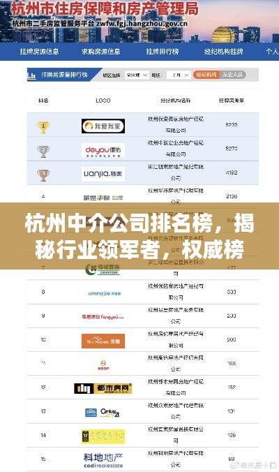杭州中介公司排名榜，揭秘行业领军者，权威榜单大揭秘！