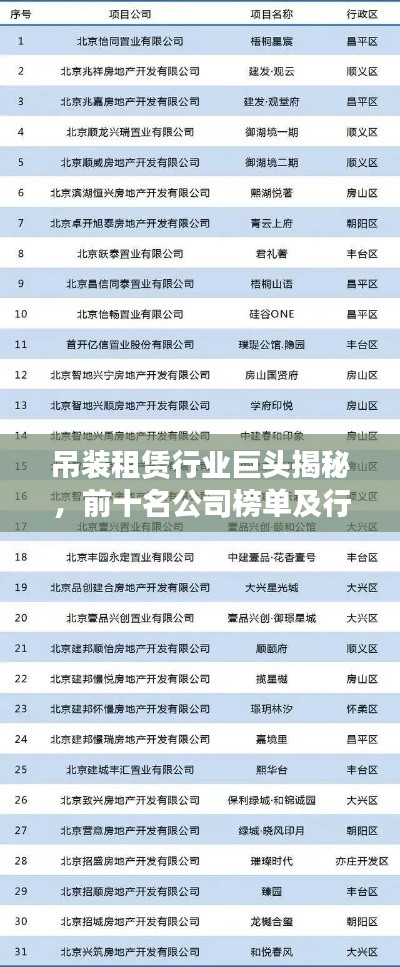 吊装租赁行业巨头揭秘，前十名公司榜单及行业领军者风采