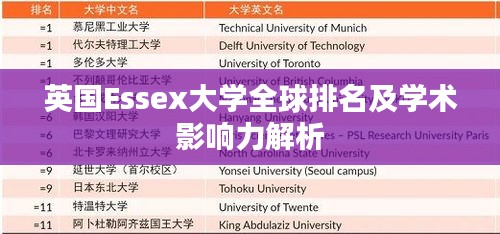 英国Essex大学全球排名及学术影响力解析