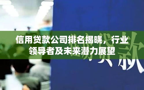 信用贷款公司排名揭晓，行业领导者及未来潜力展望